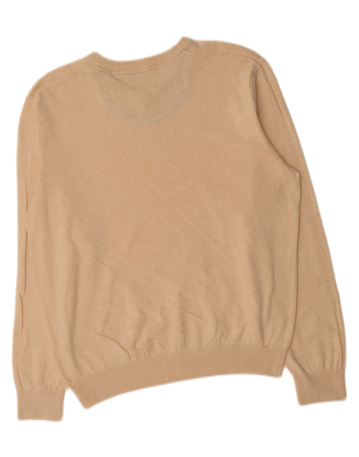 A.W.DUNMORE Mens V-Neck Jumper Sweater Large Beige Cotton Vintage A.W.Dunmore and Second-Hand A.W.Dunmore from Messina Hembry 