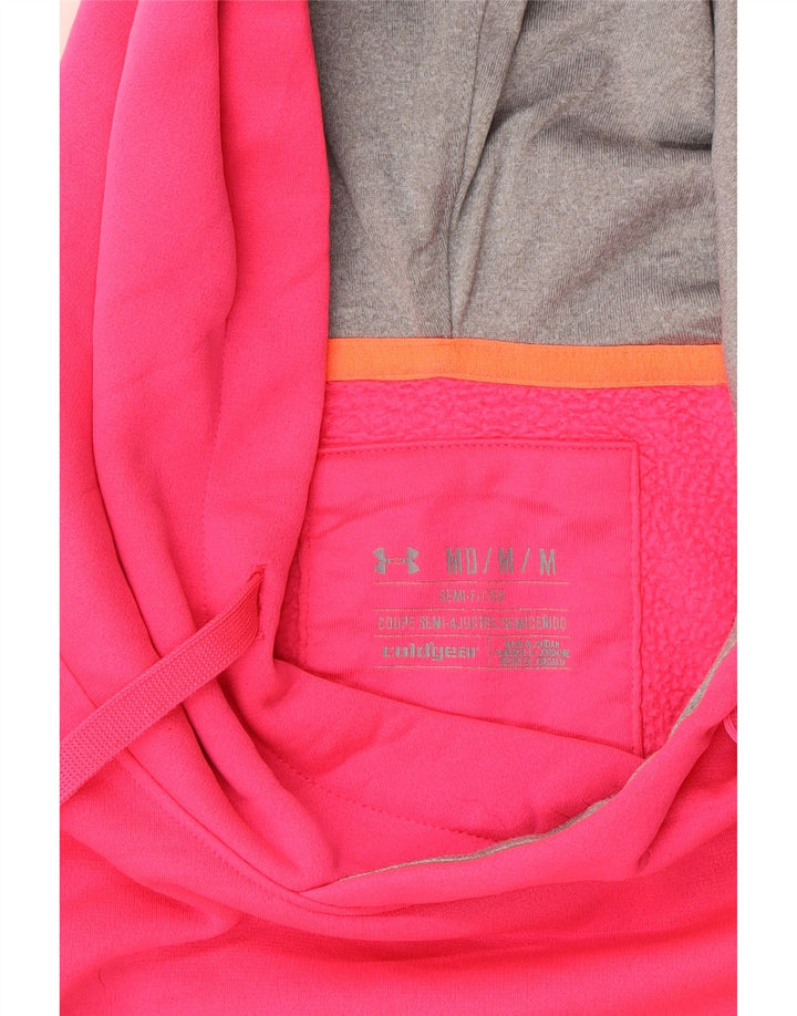 UNDER ARMOUR Womens Graphic Hoodie Jumper UK 14 Medium Pink Polyester Vintage Under Armour and Second-Hand Under Armour from Messina Hembry 
