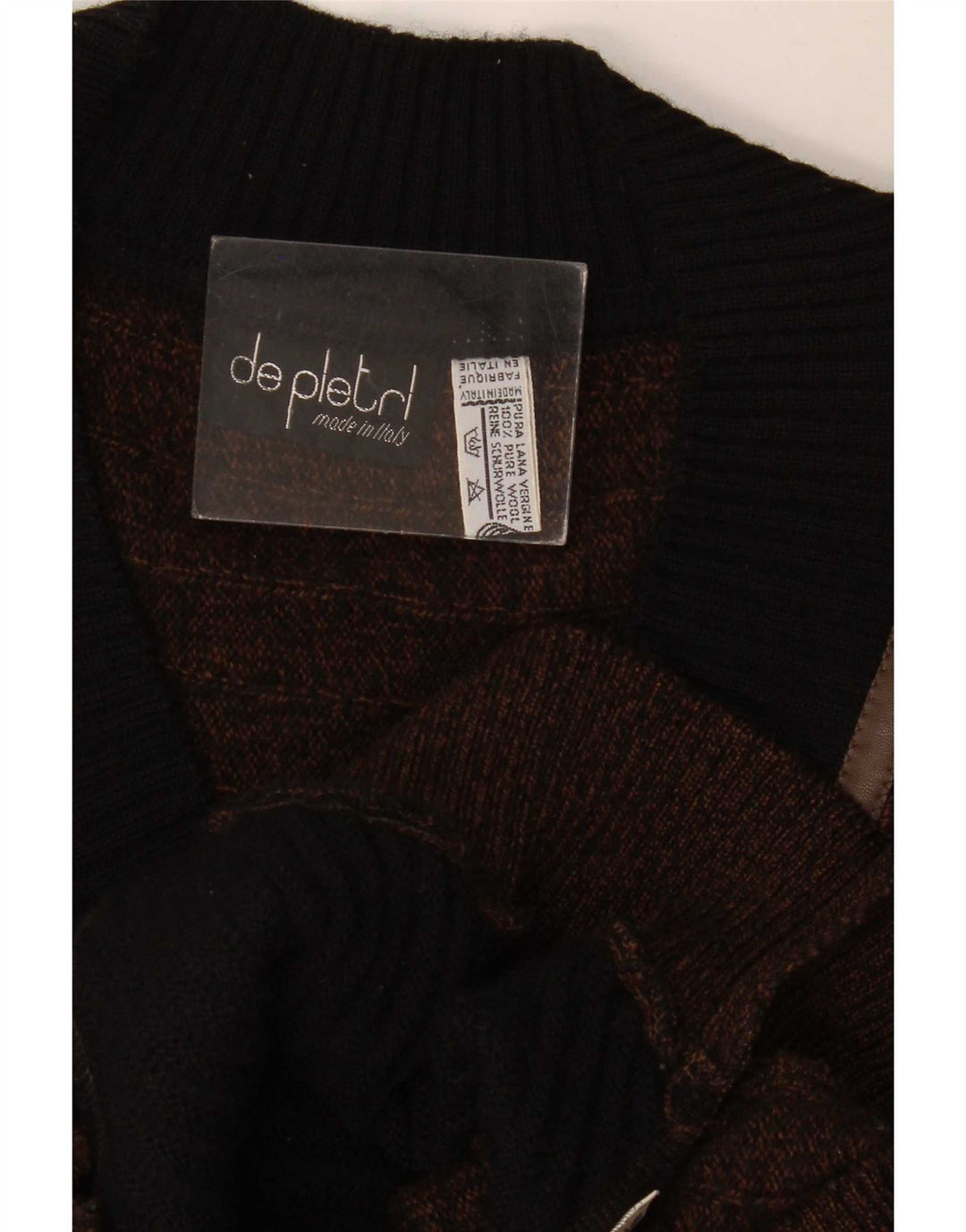 De Pietri Herre V-hals sweater Stor Brun Colourblock Uld