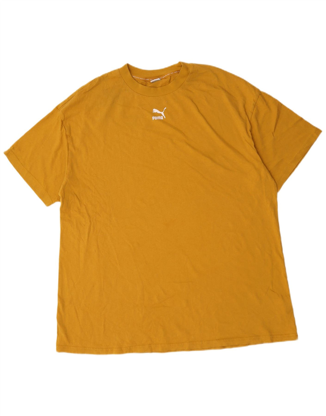 Puma Mens Loose Fit T-Shirt Top Medium Yellow Cotton