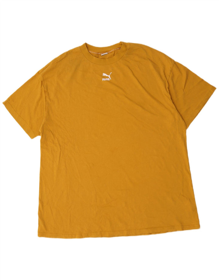 Puma Mens Loose Fit T-Shirt Top Medium Yellow Cotton