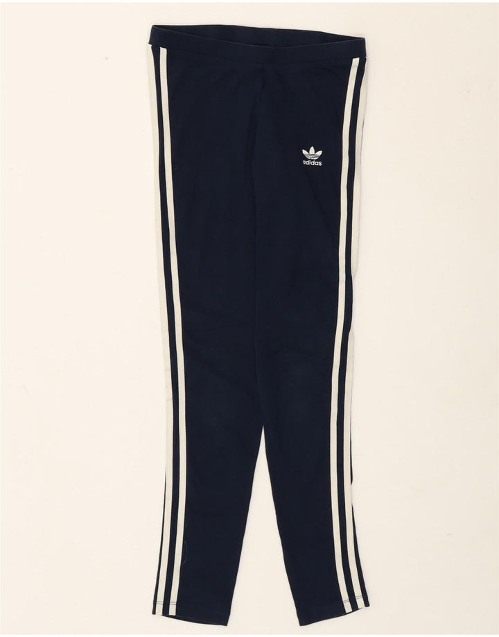 Adidas Womens Leggings UK 8 Small Navy Blue Cotton