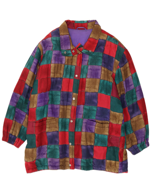 Vintage mujer oversized cortavientos abrigo EU 44 XL patchwork multicolor