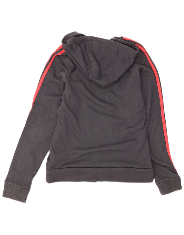 Adidas Womens Zip Hoodie Sweater UK 12 Medium Grey Cotton