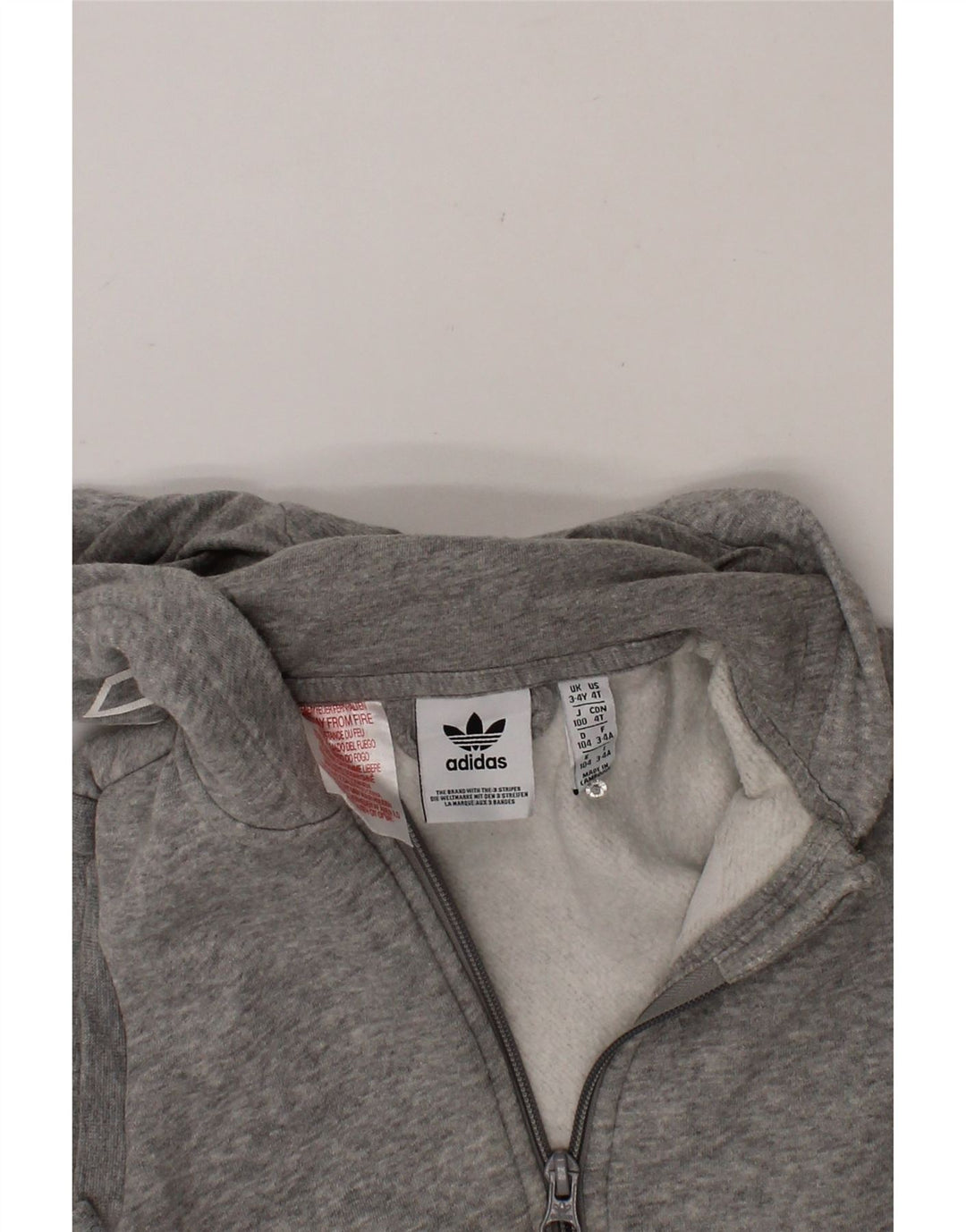 ADIDAS Boys Sleeveless Zip Hoodie Sweater 3-4 Years Grey Cotton Vintage Adidas and Second-Hand Adidas from Messina Hembry 