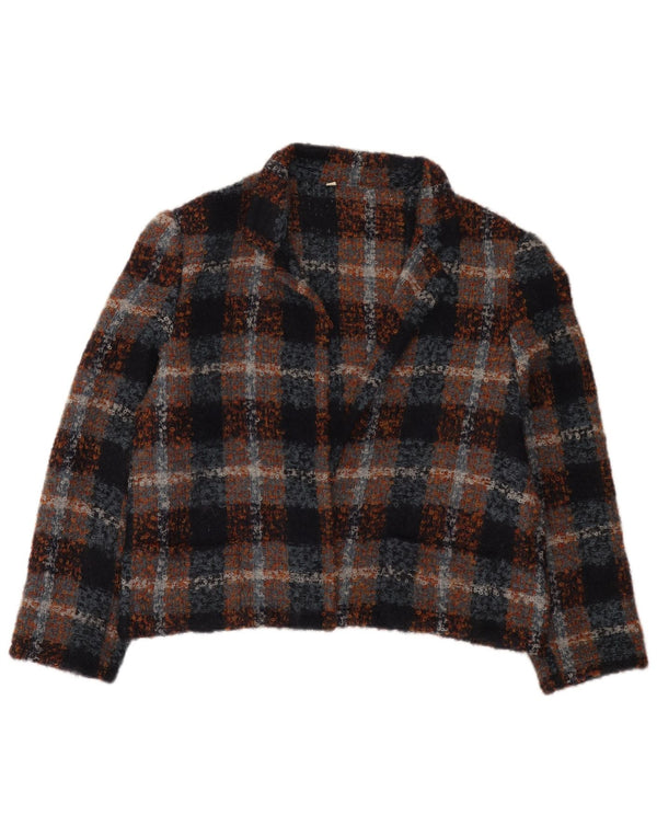 Giacca Bolero aperto da donna vintage IT 48 XL in lana a quadri multicolore