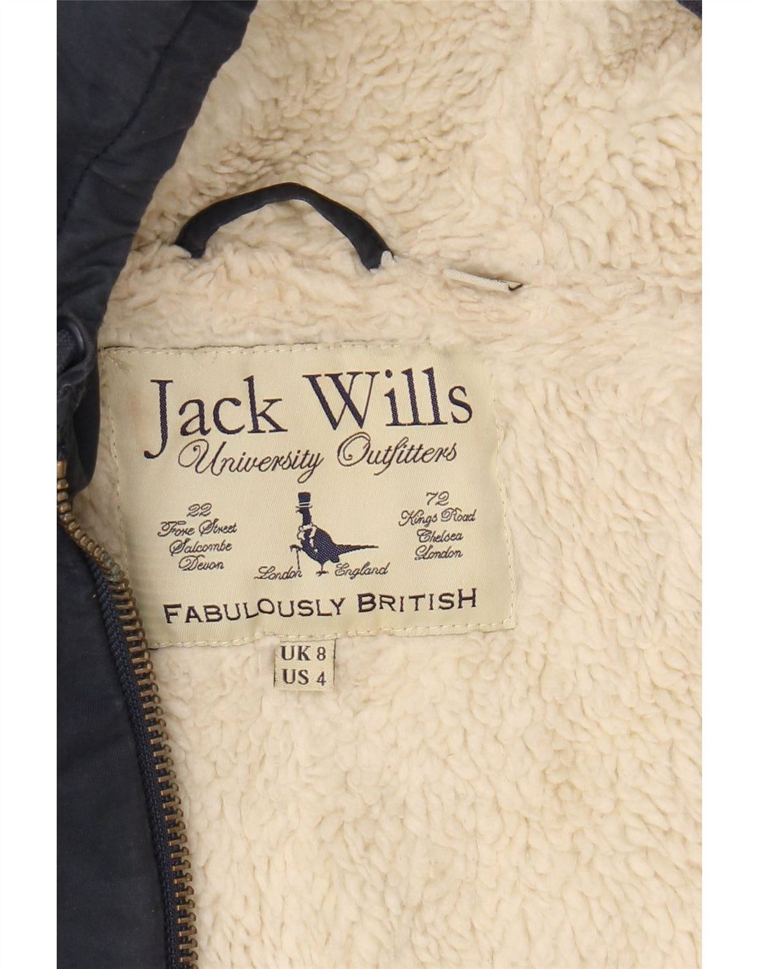 JACK WILLS Womens Hooded Utility Jacket UK 8 Small  Navy Blue Cotton Vintage Jack Wills and Second-Hand Jack Wills from Messina Hembry 