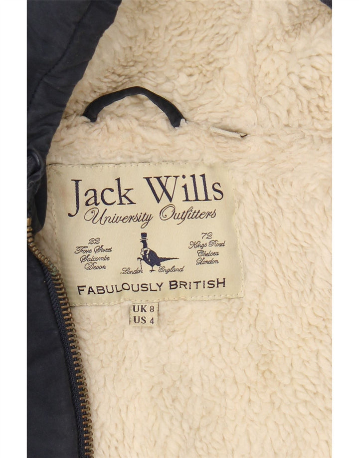 JACK WILLS Womens Hooded Utility Jacket UK 8 Small  Navy Blue Cotton Vintage Jack Wills and Second-Hand Jack Wills from Messina Hembry 