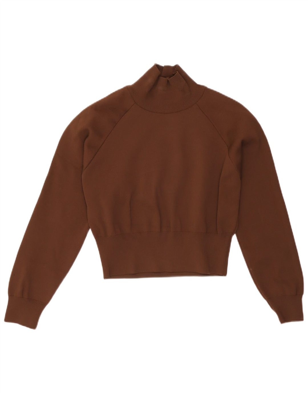 Zara Womens Crop Turtle Neck Jumper Sweater UK 10 Small Brown