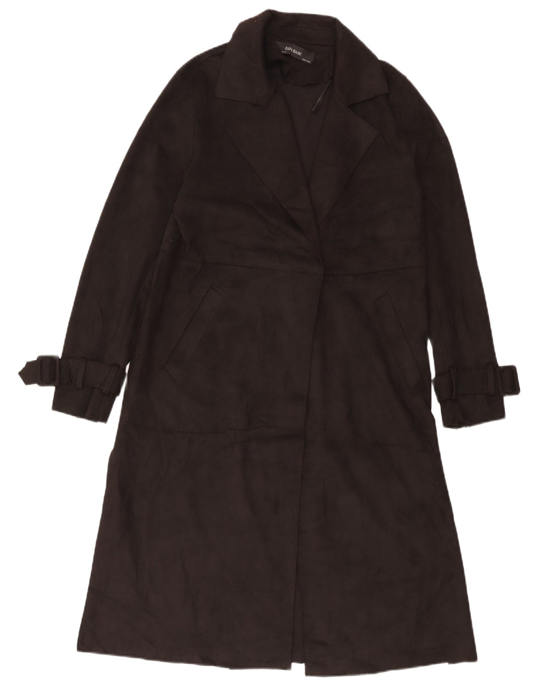 Zara Womens Basic Overcoat UK 12 Medium Black Polyester