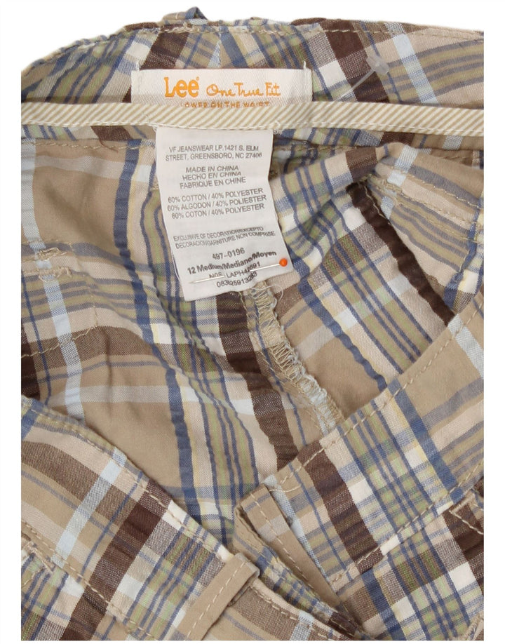 Lee Womens Chino Shorts US 12 Large W34 Beige Check Cotton