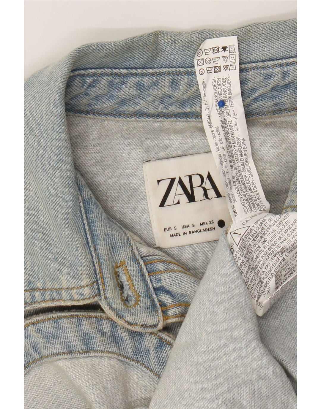 Zara Womens Oversized Denim Shirt UK 10 Small Blue Cotton