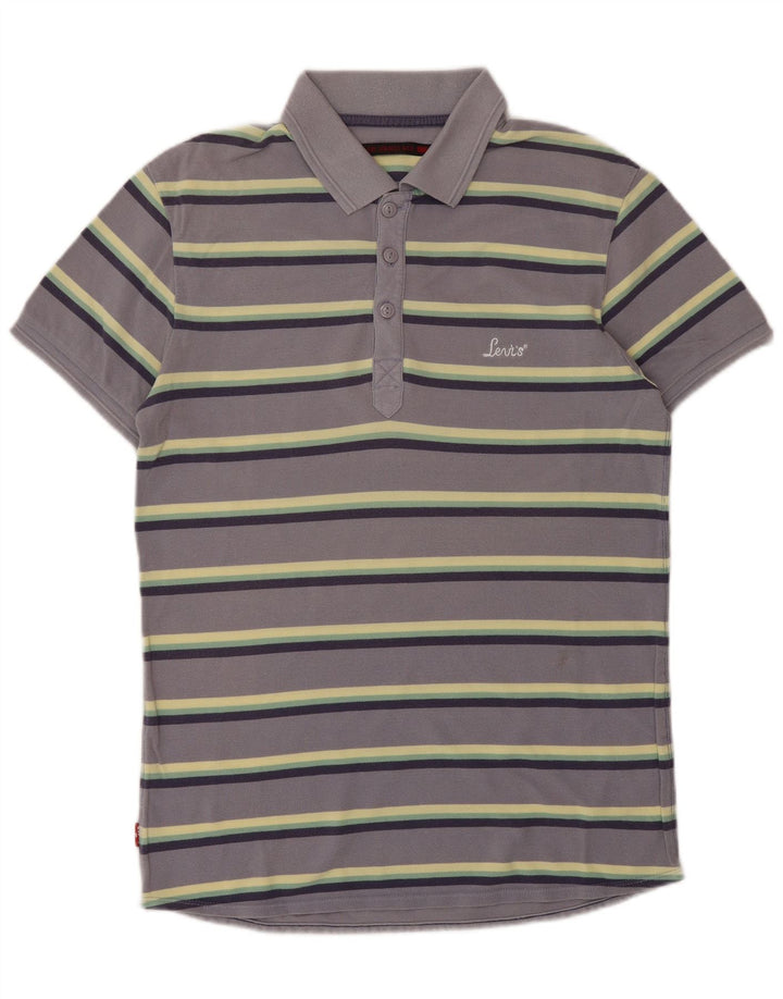 LEVI'S Mens Polo Shirt Medium Grey Striped