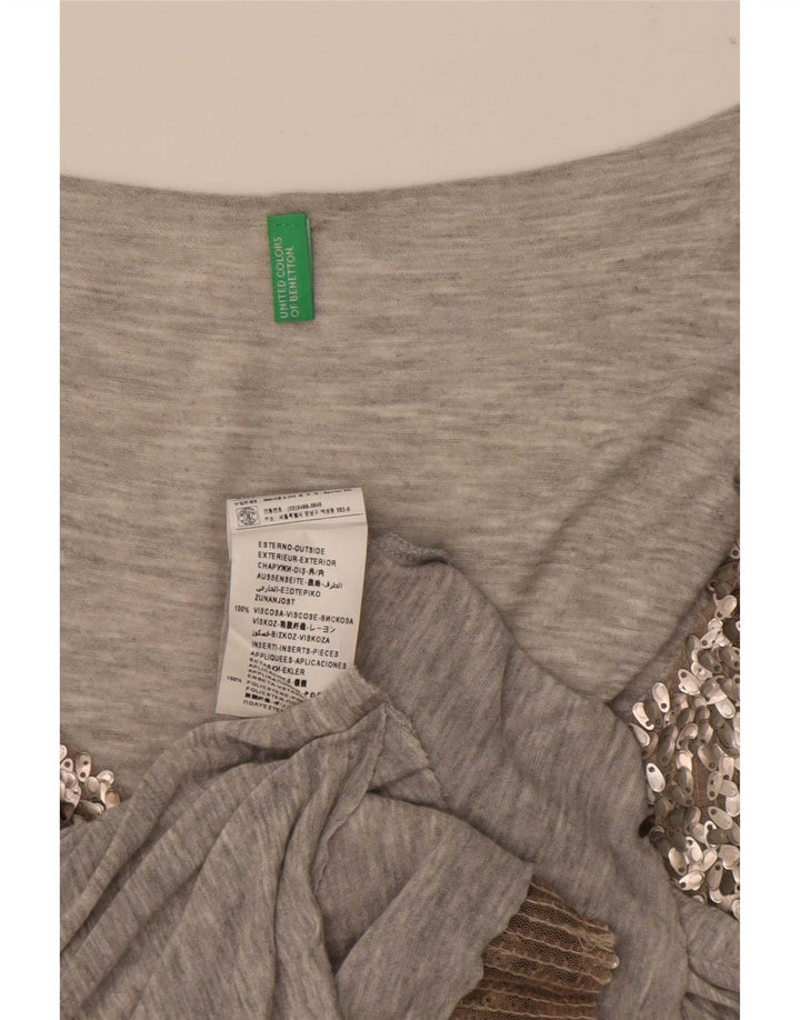 Canotta con paillettes da donna Benetton UK 14 Viscosa grigio medio