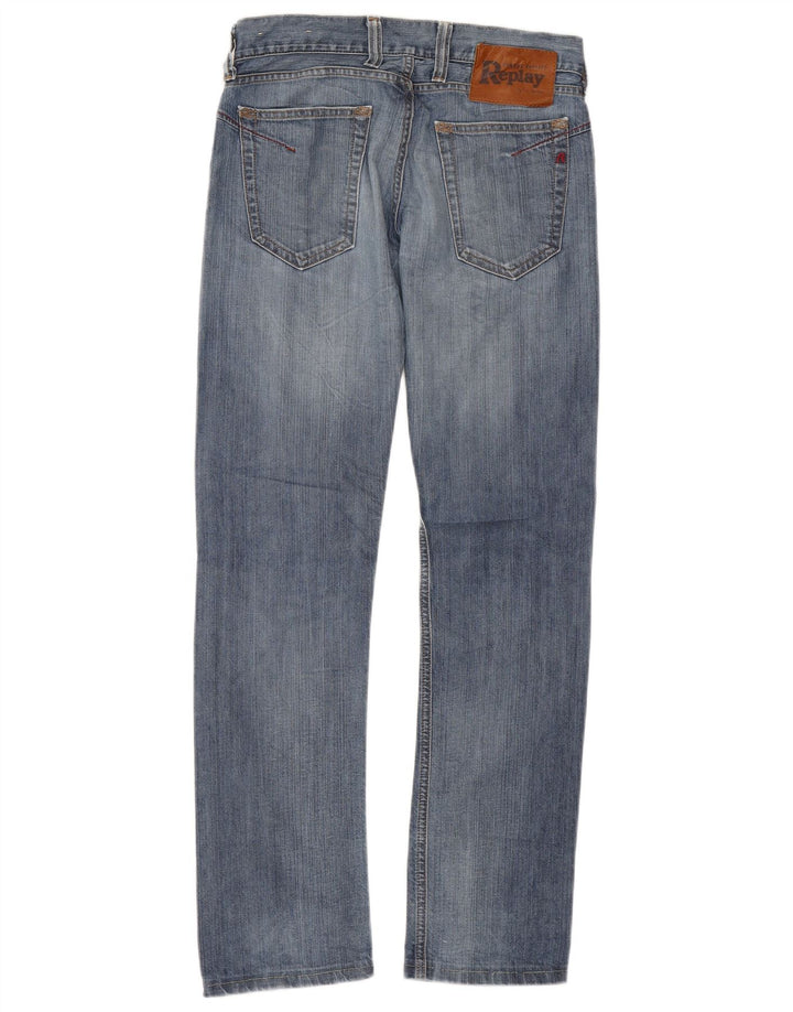 REPLAY Womens Straight Jeans W27 L30 Blue Cotton