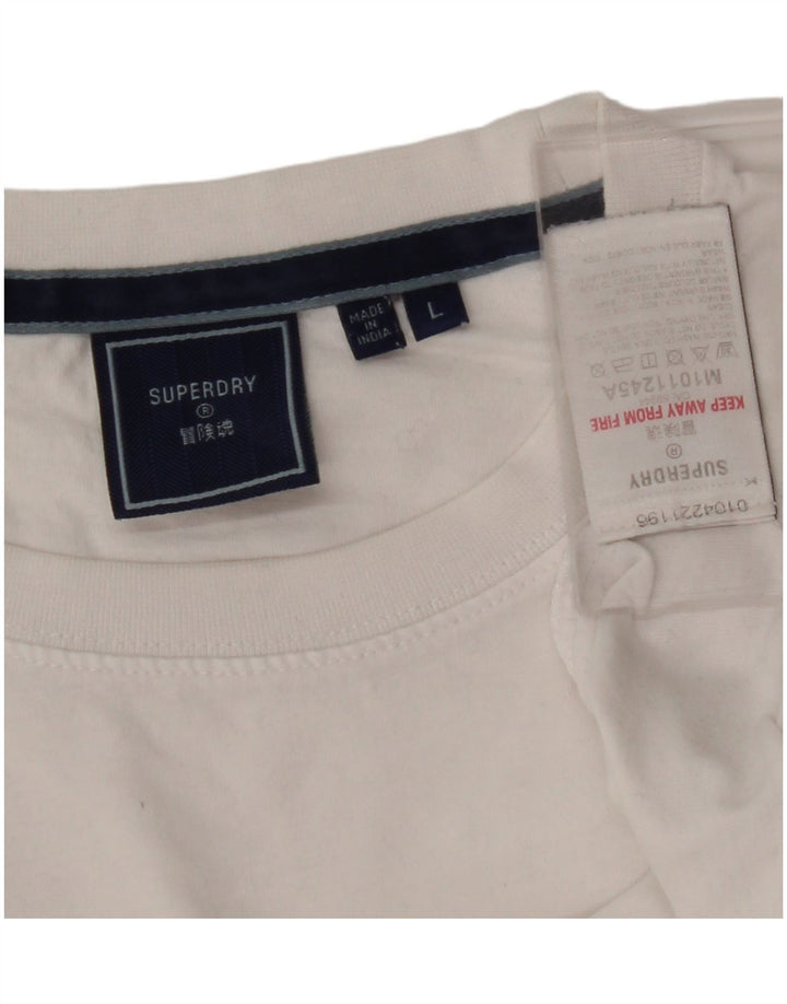 SUPERDRY Mens T-Shirt Top Large White Cotton