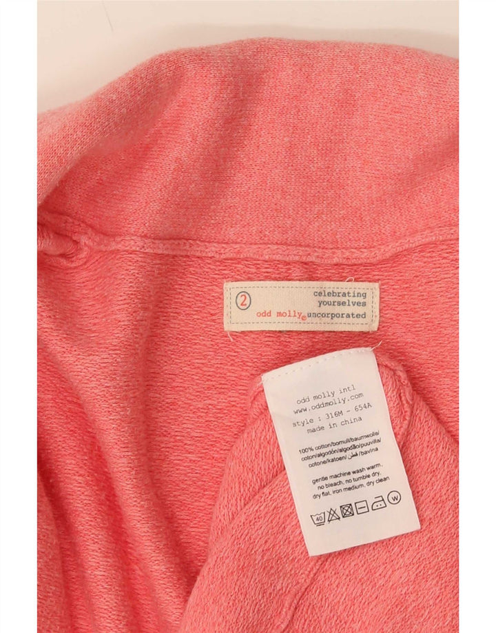 Odd Molly Womens Cardigan Sweater Size 2 Medium Pink Flecked Cotton