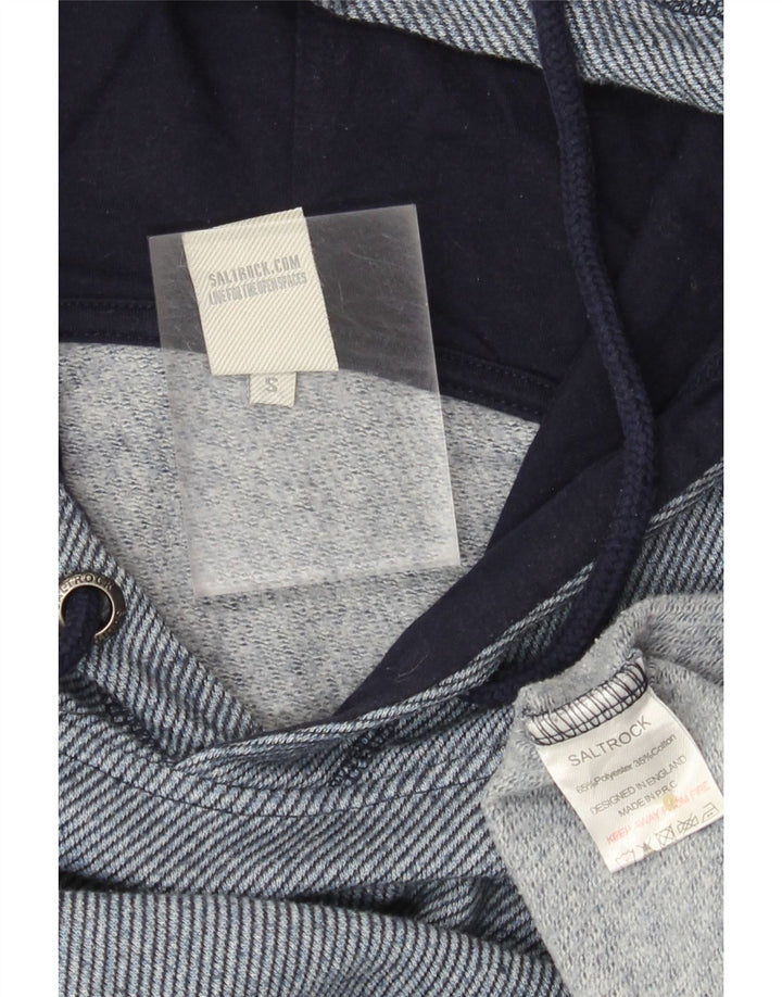 Saltrock Mens Hoodie Jumper Small Blue Pinstripe Polyester