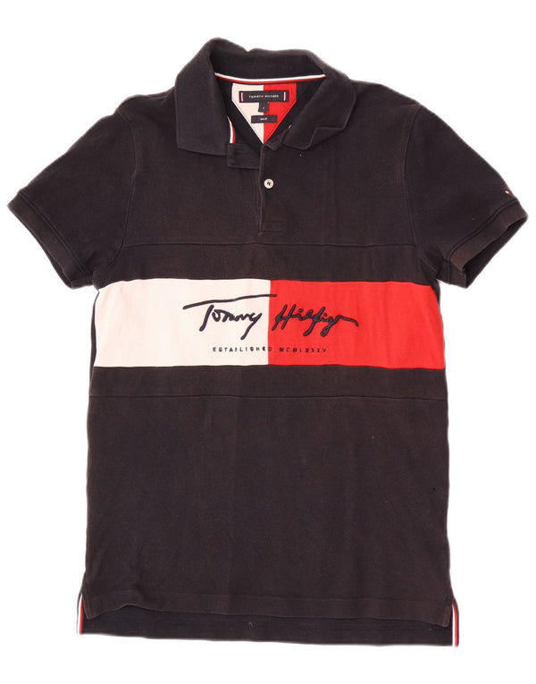 Tommy Hilfiger Ανδρικό πουκάμισο Polo με γραφικό Slim Fit Small Black Colourblock
