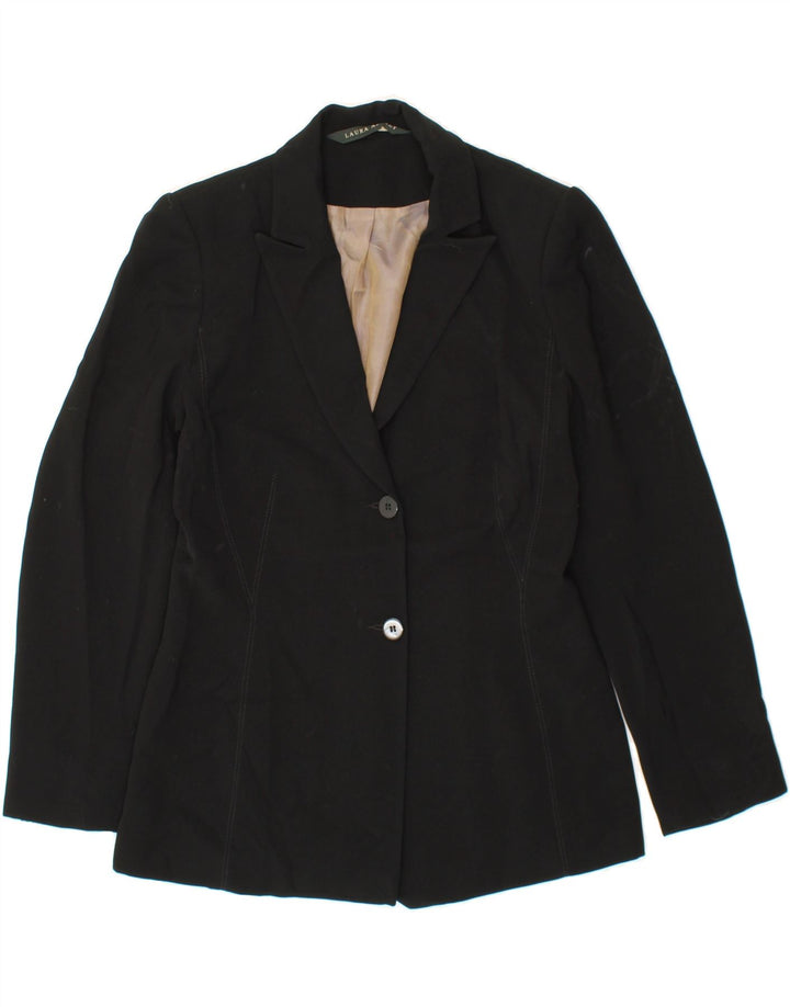 LAURA ASHLEY Womens 2 Button Blazer Jacket UK 10 Small  Black Polyester Vintage Laura Ashley and Second-Hand Laura Ashley from Messina Hembry 