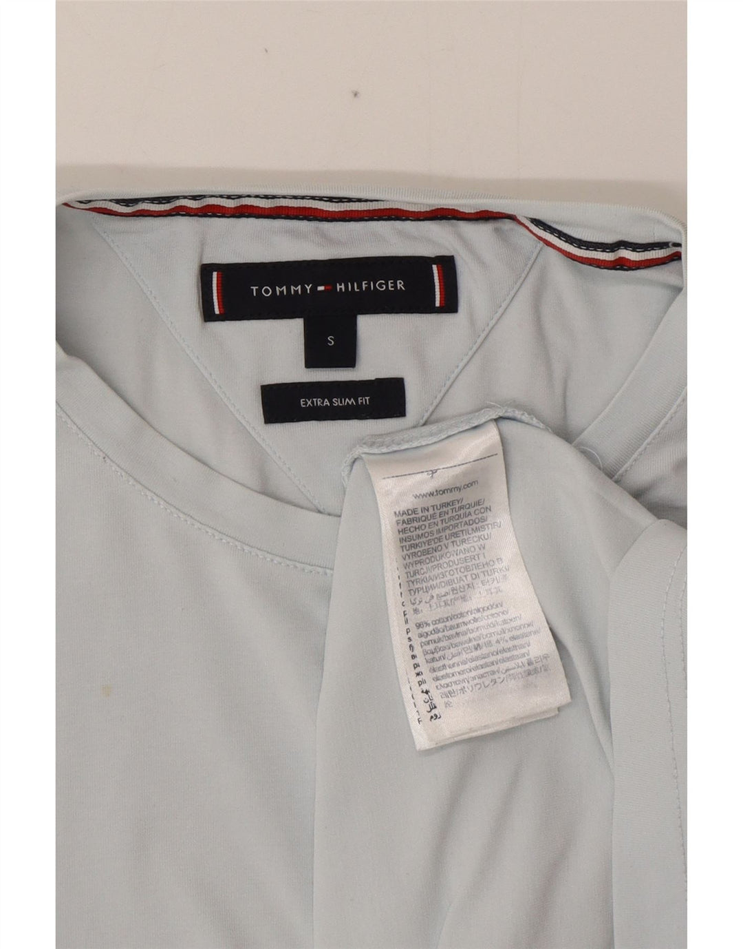 TOMMY HILFIGER Mens Extra Slim T-Shirt Top Small Blue Cotton