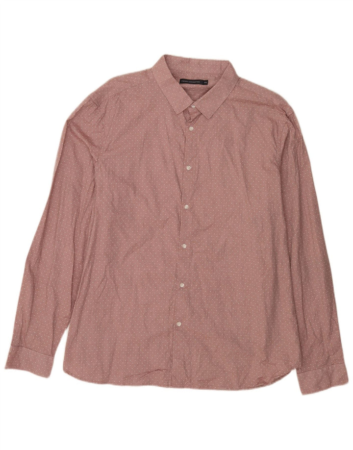 French Connection Mens Shirt 2XL Pink Spotted Cotton
