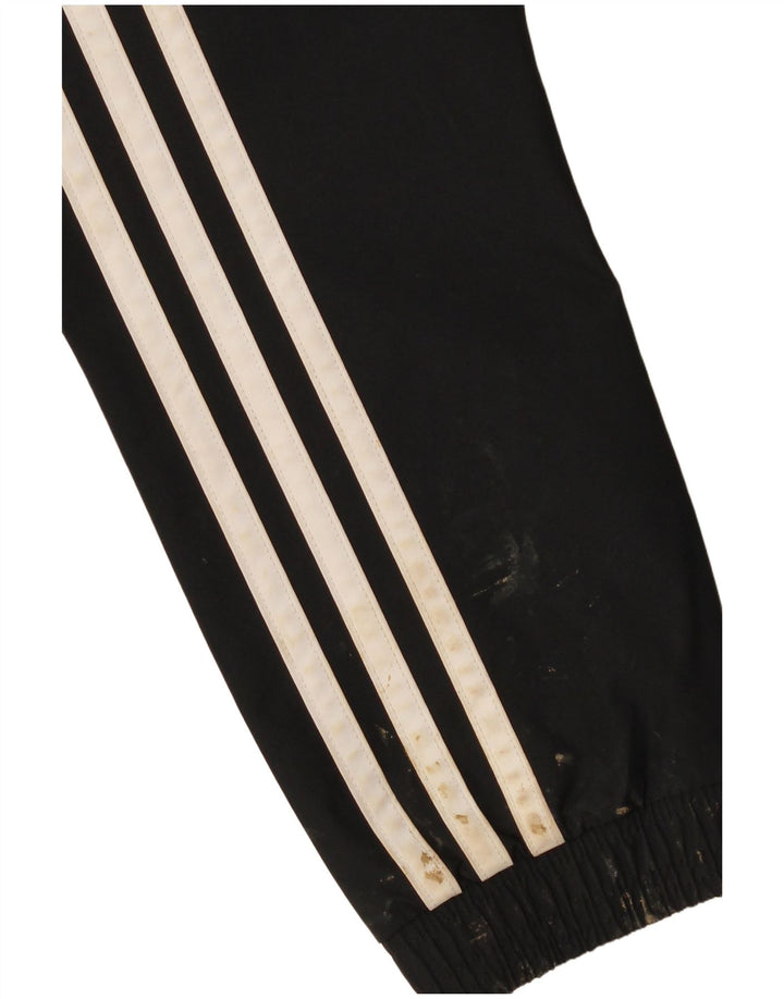 Adidas Boys Hooded Graphic Tracksuit Top Jacket 11-12 Years Black Polyester