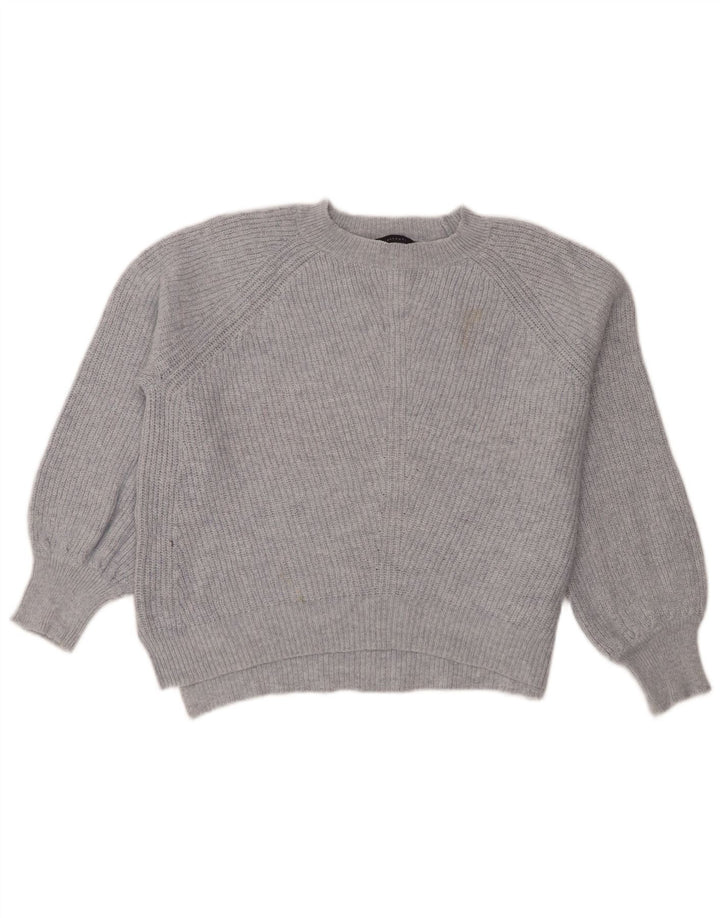 Marks & Spencer Womens Crop Boat Neck Jumper Sweater UK 14 Medium Blue