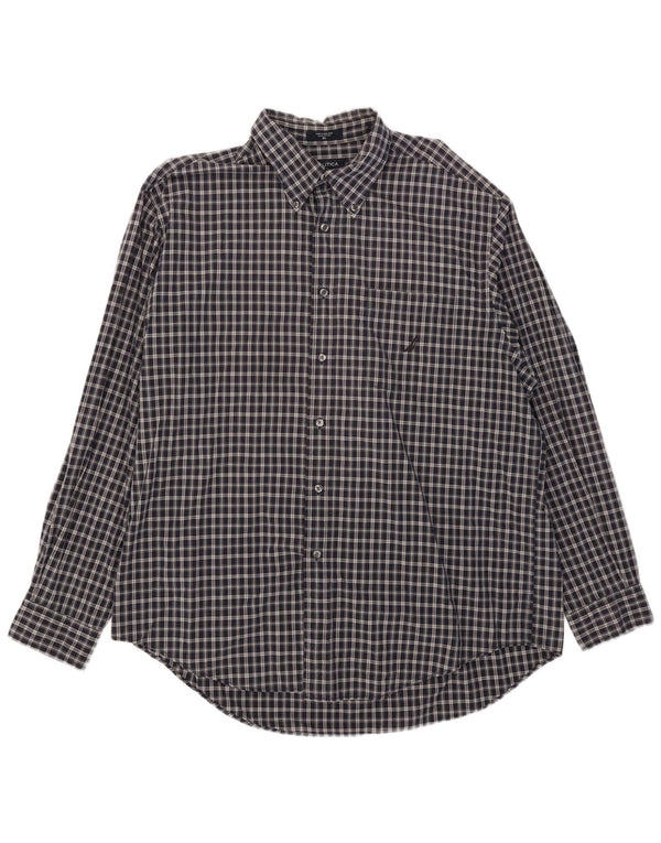 Camicia da uomo Nautica XL in cotone a quadri blu navy