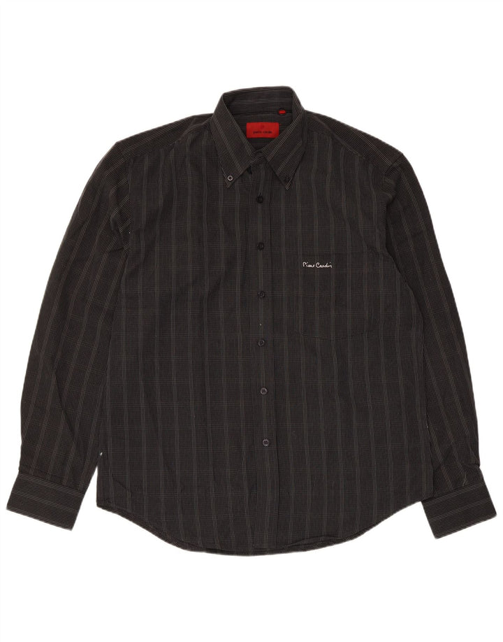 Pierre Cardin Mens Shirt Medium Black Check Polyester