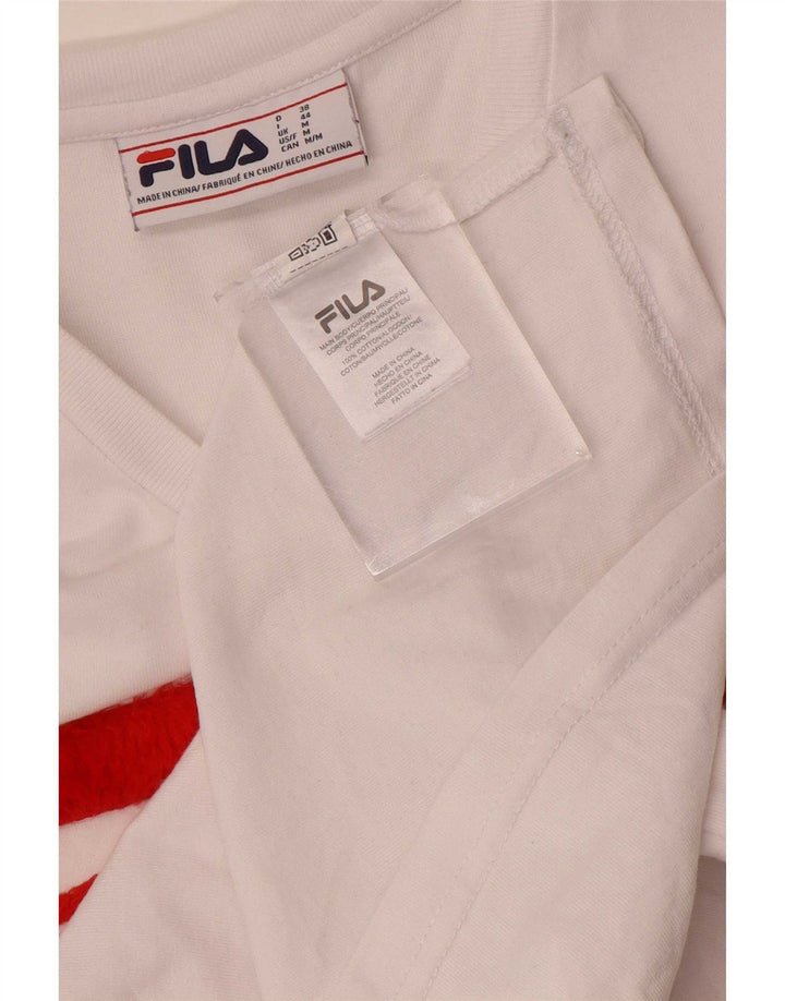 Fila T-shirt graphique pour femme UK14 en coton blanc moyen