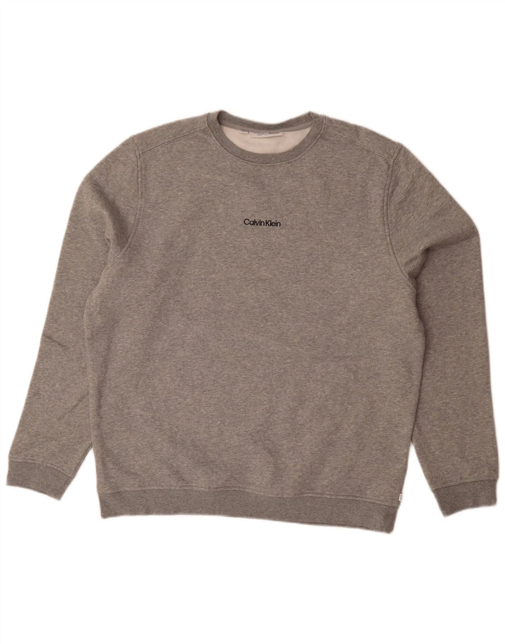 Calvin Klein Mens Golf Sweatshirt Jumper XL Grey Flecked Cotton