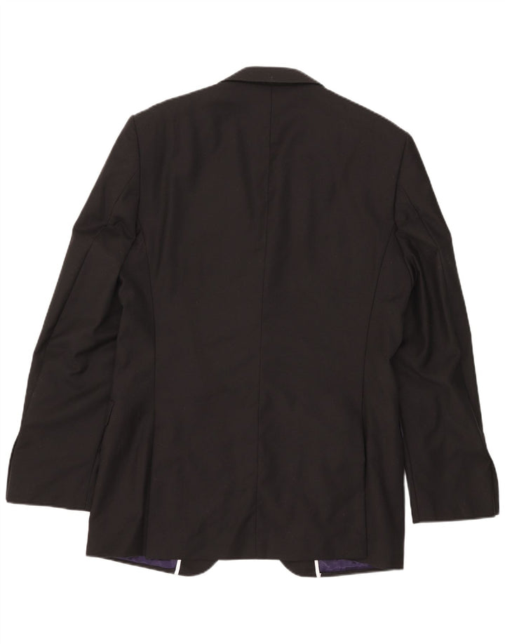 Marks & Spencer Mens Long 2 Button Blazer Jacket UK 40 Medium Black Wool