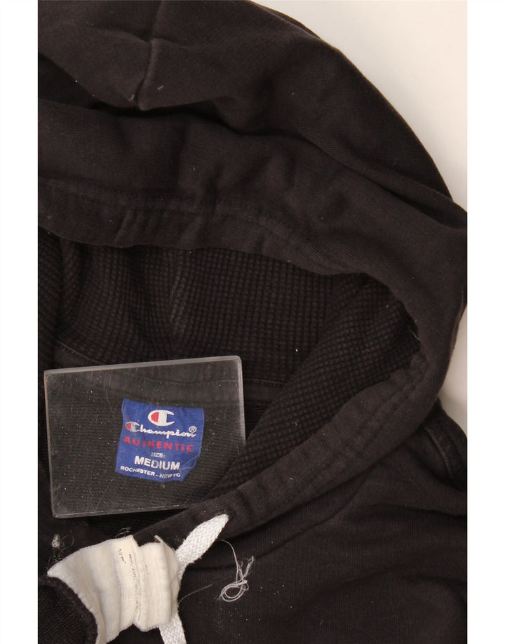 Champion Mens Graphic Hoodie Jumper Medium Black Cotton