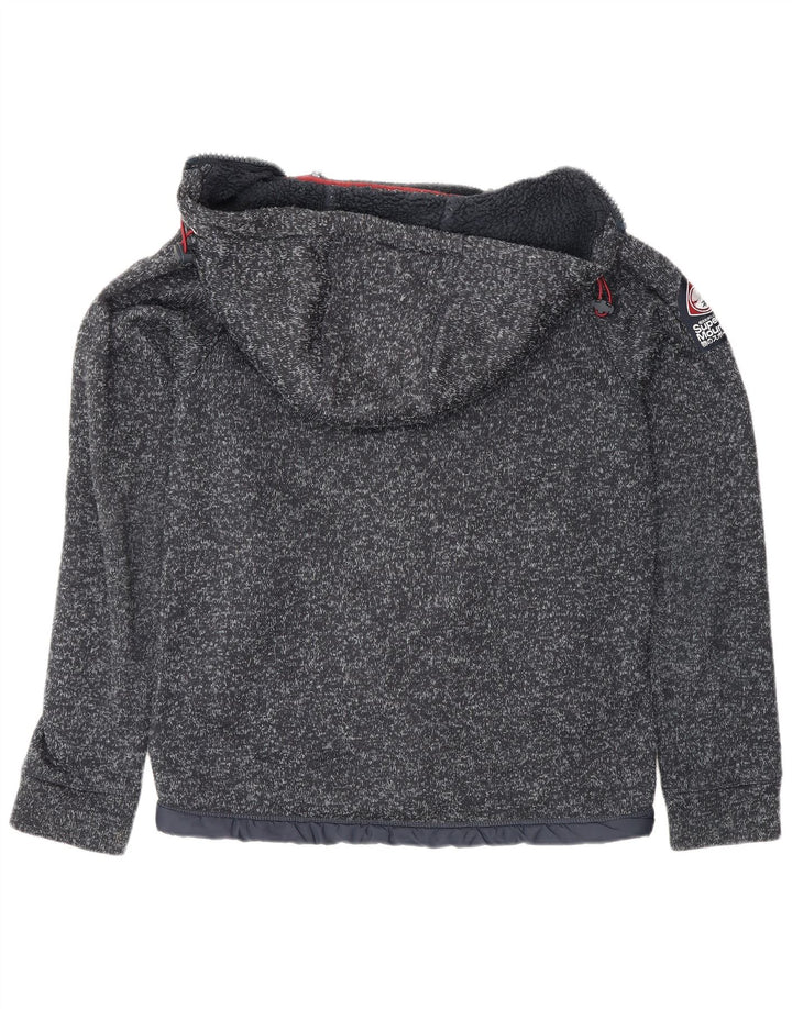 Superdry Mens Zip Hoodie Sweater UK 14 Medium Navy Blue Flecked Polyester