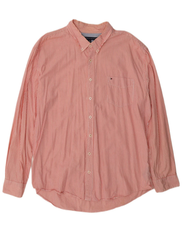 Tommy Hilfiger Herre Custom Fit skjorte 2XL Pink nålestribet bomuld
