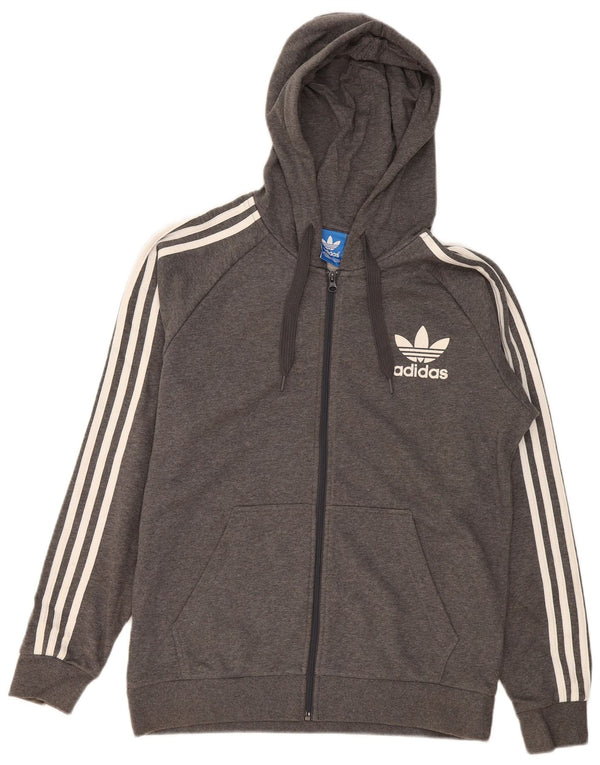 Ανδρικό πουλόβερ με κουκούλα με φερμουάρ Adidas μεγάλο γκρι βαμβακερό