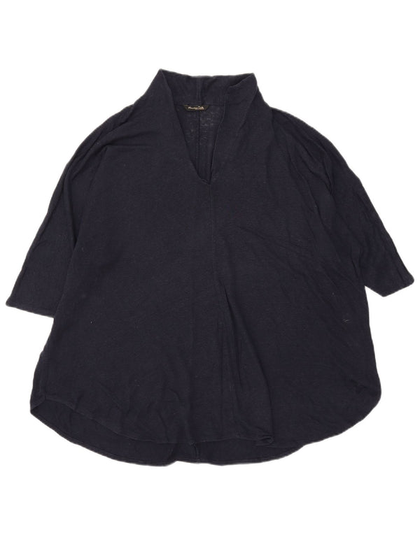 Massimo Dutti Γυναικεία Μπλούζα Top UK 18 XL Navy Blue Λευκό