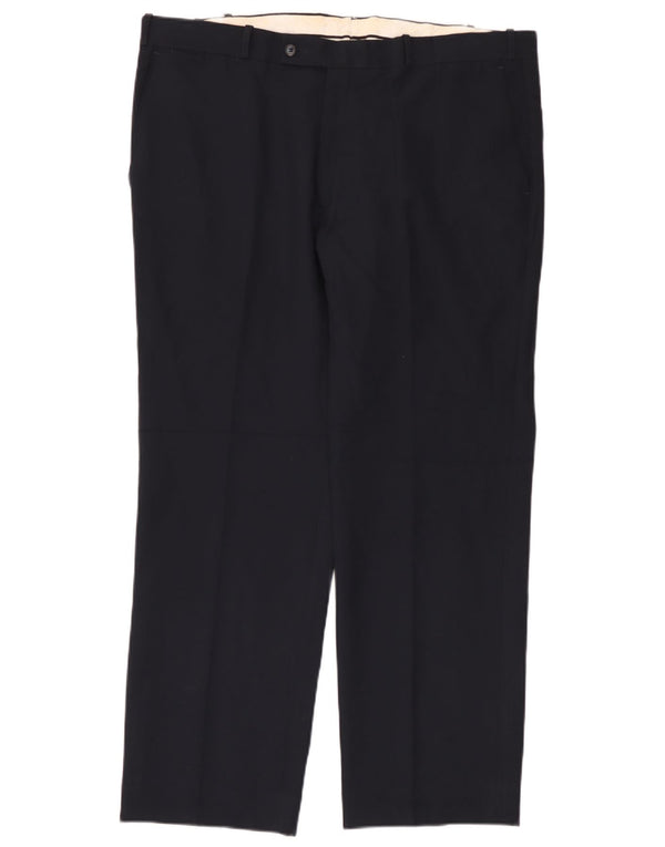 Farah Mens Straight Suit Trousers W42 L33 Navy Blue Polyester