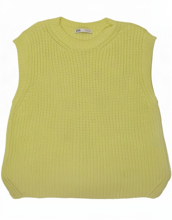 Damski podkoszulek z kamizelką oversize Zara UK 10, mały, żółty, bawełniany