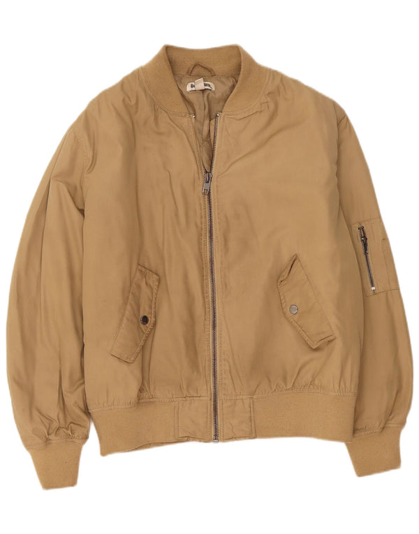 Topshop Damen Übergroße Bomberjacke UK 12 Medium Beige Polyester