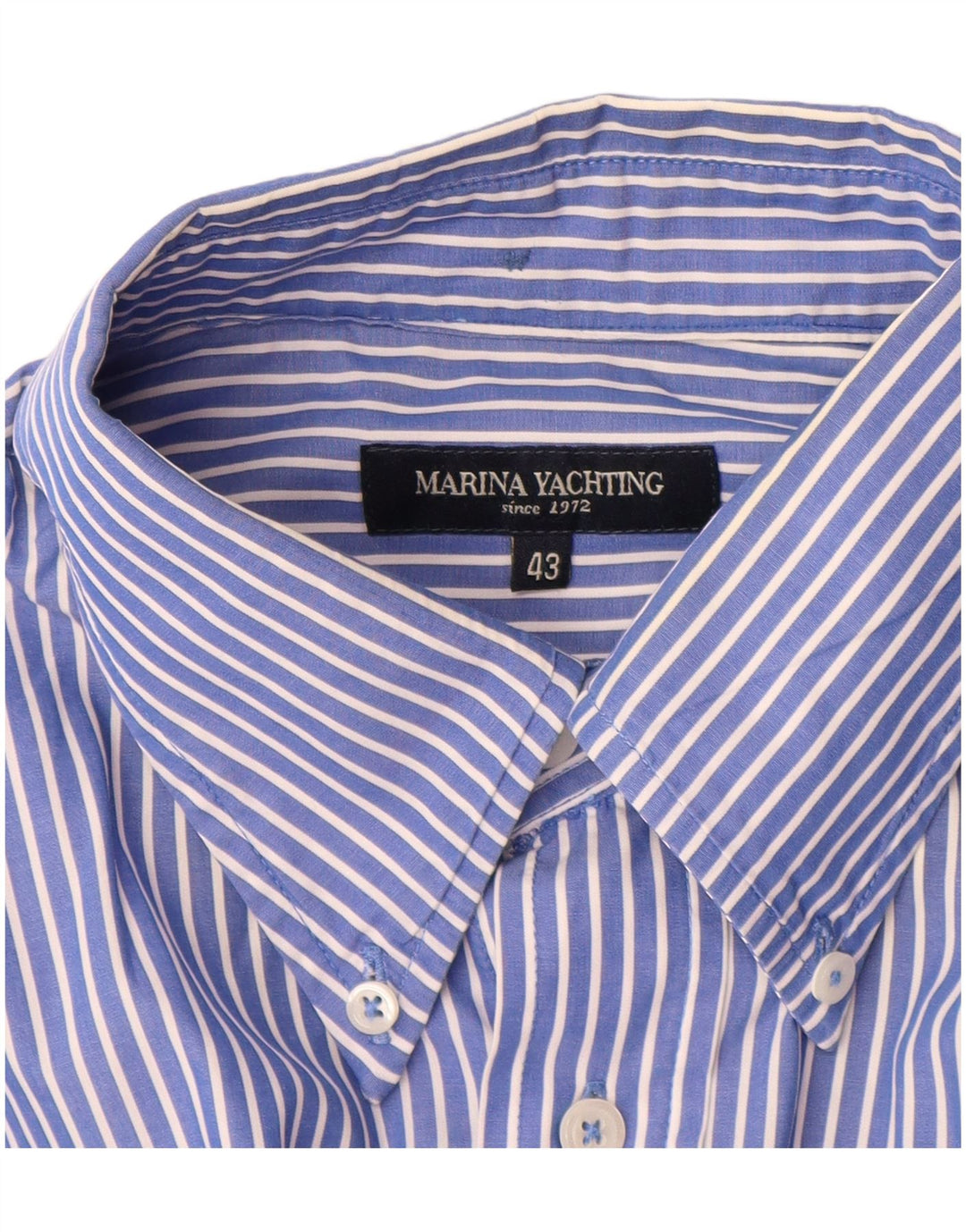 Marina Yachting Mens Shirt Size 43 Large Blue Pinstripe