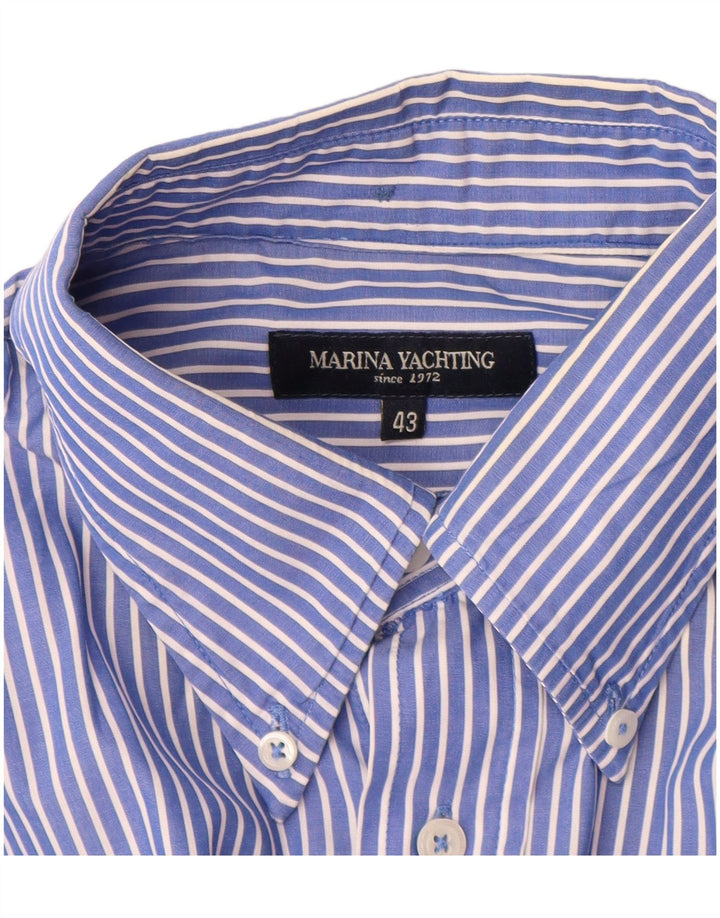 Marina Yachting Mens Shirt Size 43 Large Blue Pinstripe