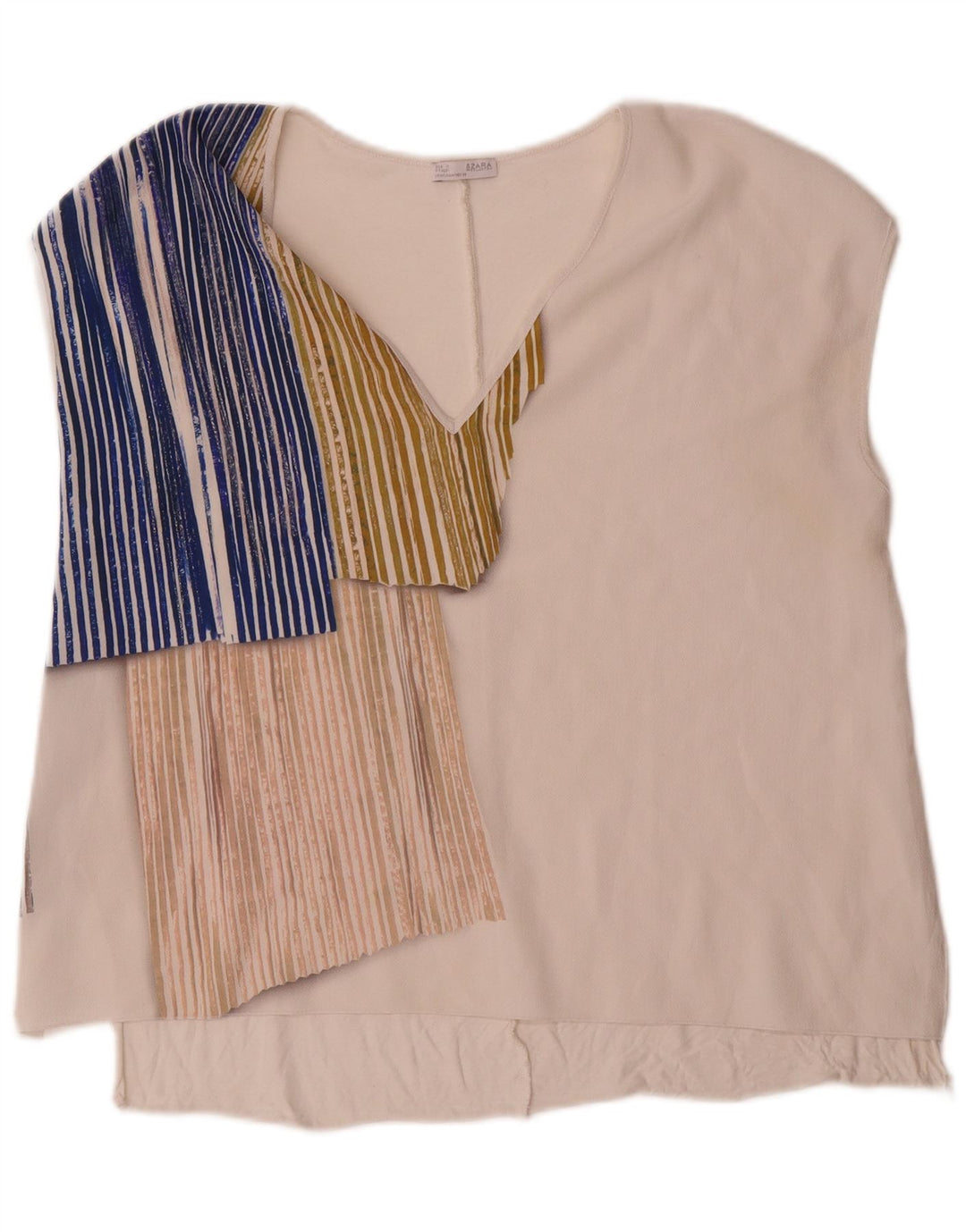 Zara Chemisier sans manches pour femme UK 44 Medium Blanc Colourblock