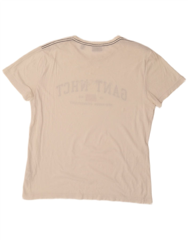 GANT Mens Graphic T-Shirt Top Large White Cotton
