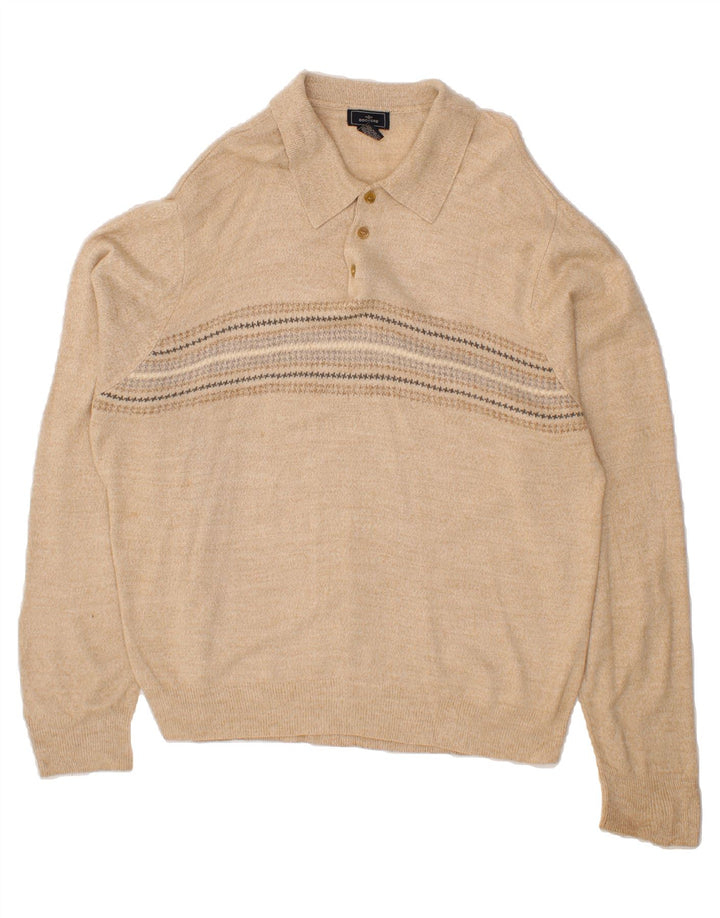 DOCKERS Mens Polo Neck Jumper Sweater XL Beige Acrylic Vintage Dockers and Second-Hand Dockers from Messina Hembry 