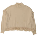 Zara Pull court à col roulé pour femme UK 14 Medium Off White