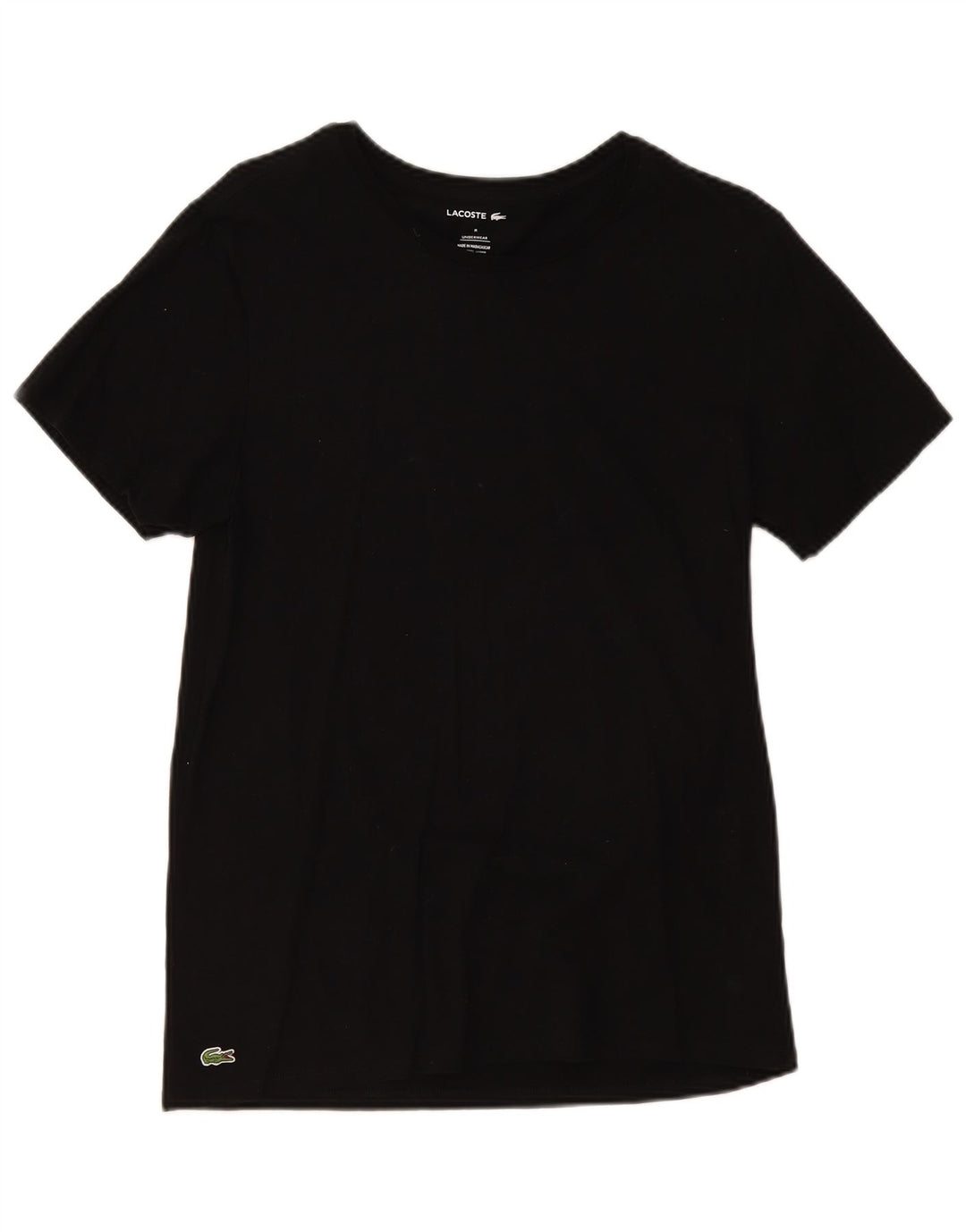 Lacoste Dame T-Shirt Top UK 14 Medium Sort Bomuld