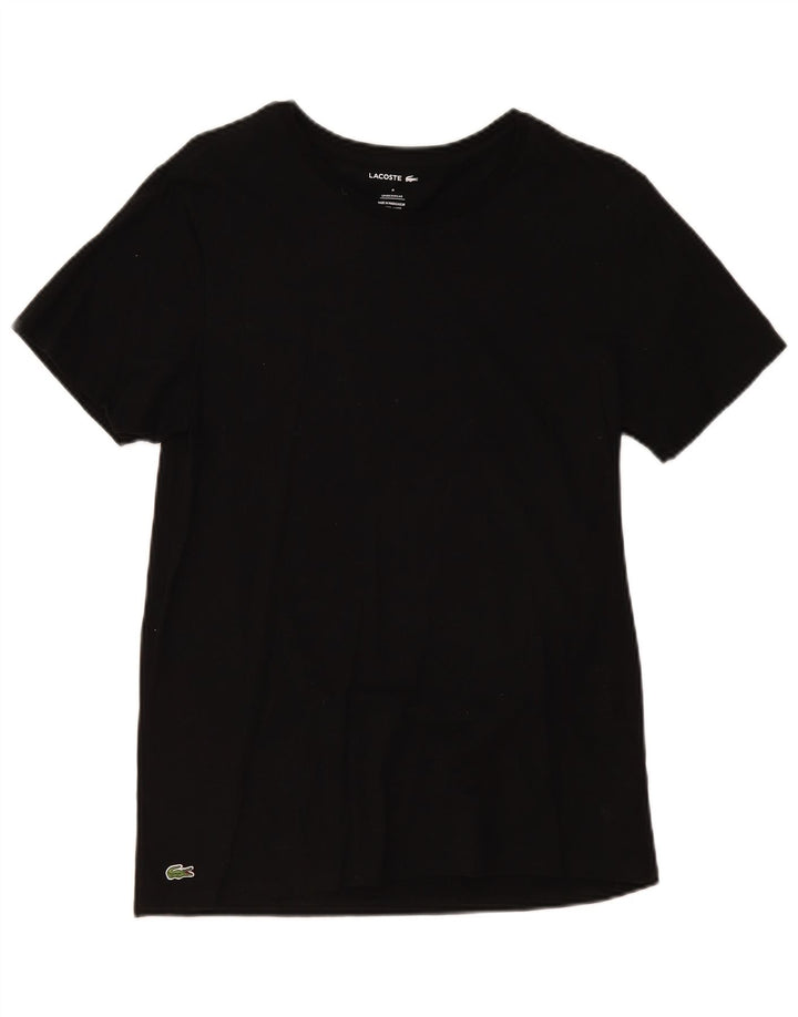 Lacoste Dame T-Shirt Top UK 14 Medium Sort Bomuld