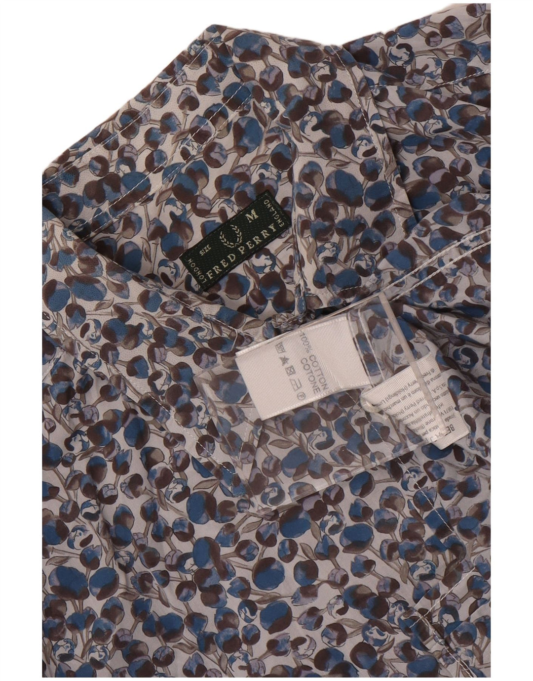 Koszula damska Fred Perry UK 14 Średni niebieski z bawełny w kwiaty